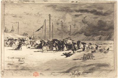 Een storm in Trouville door Felix Hilaire Buhot