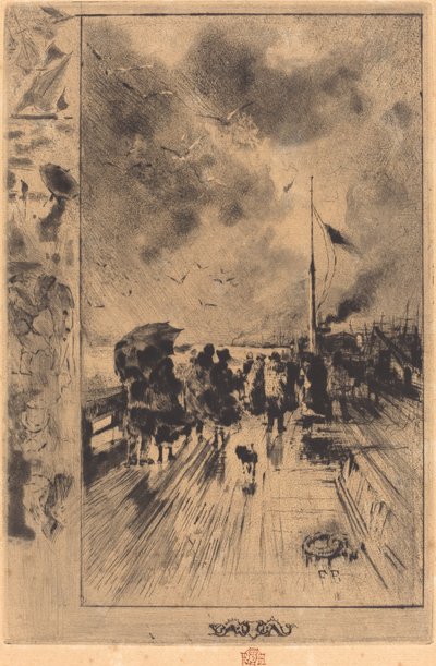 Een pier in Engeland door Felix Hilaire Buhot