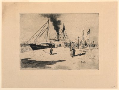 Kade bij Trouville door Felix Hilaire Buhot