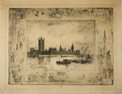 Westminster Palace, Londen door Felix Hilaire Buhot