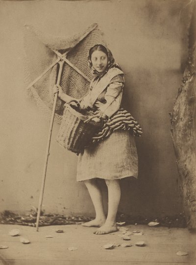 Een garnalenvissersmeisje,c. 1854 (foto) door Félix Jacques Antoine Moulin