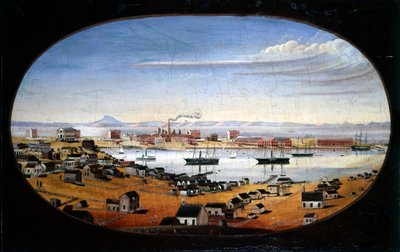 US Navy Yard, Mare Island, Californië, ca. 1857 door Felix Mathews