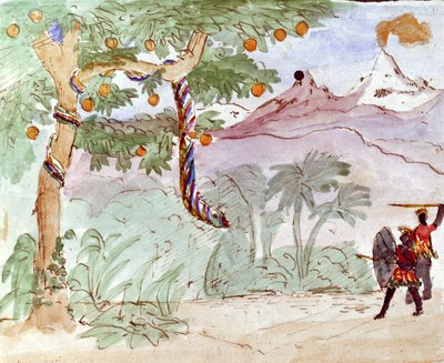 Inkt- en wasschilderij door de Duitse klassieke componist Felix Mendelssohn voor zijn zoon, Paul door Felix Mendelssohn