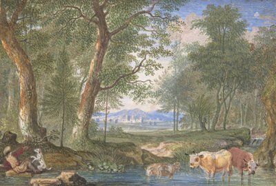 Landschap met koeien in een beek, 1698 door Felix Meyer