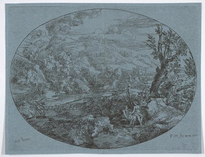 Landschap met drie figuren door Felix Meyer