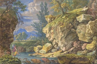Landschap met Tobias en de Engel, 17e-begin 18e eeuw door Felix Meyer.