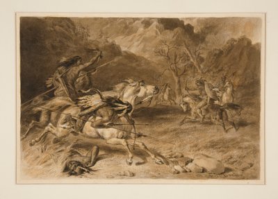 Ontmoeting (Indianengevecht te paard) door Felix O. C. Darley