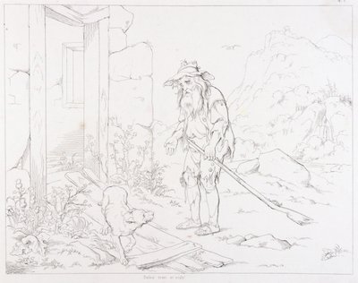 (Rip Van Winkle, illustratie) Rip keert terug naar zijn huis in puin door Felix Octavius Carr Darley