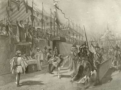 Koning Richard II. Act I, Scene III (gravure) door Felix Octavius Carr Darley