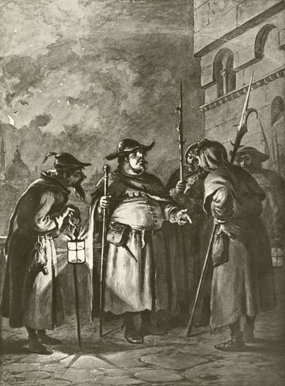 Veel drukte om niets. Act III, Scene III door Felix Octavius Carr Darley