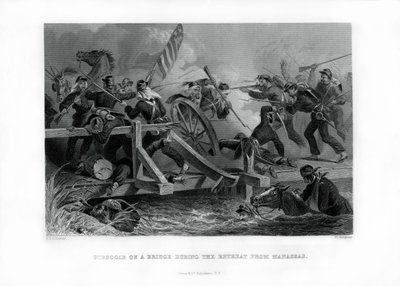 Strijd op een brug tijdens de terugtocht van Manassas, Virginia, 1862-1867 door Felix Octavius Carr Darley