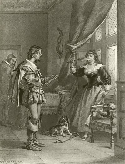 De Vrolijke Vrouwtjes van Windsor. Act III, Scene IV (gravure) door Felix Octavius Carr Darley