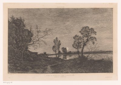 Landschap met meer bij maanlicht door Felix Oudart