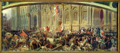 Alphonse de Lamartine (1790-1869) wijst de rode vlag af in het Hotel-de-Ville, Parijs, 25 februari 1848 door Felix Philippoteaux