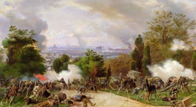 Gevechten op de begraafplaats van Père Lachaise in 1871 door Felix Philippoteaux