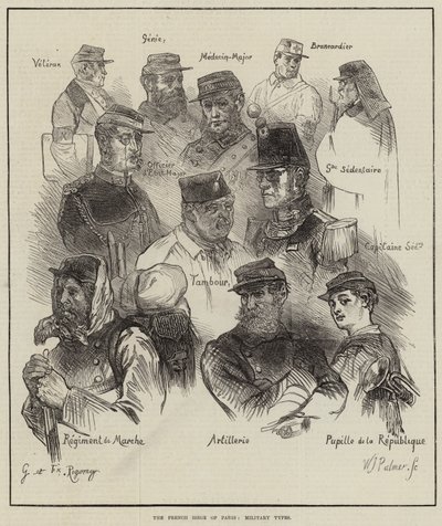 Het Franse beleg van Parijs, militaire types door Felix Regamey