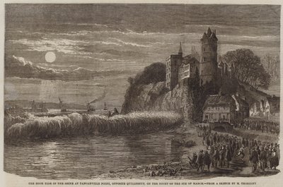 De vloed in de Seine bij Tancarville Point, tegenover Quillebeuf, in de nacht van 9 maart door Felix Thorigny