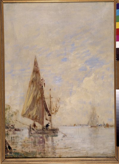 Vissers in een boot door Félix Ziem
