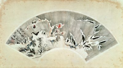 Rotsen en bamboe in de sneeuw, Jiaoxian, Shangdong Provincie door Fenghan Gao