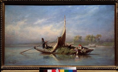 Familie in een boot door Feodor Alexandrovich Vassiliev