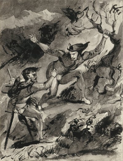 Faust en Mephistopheles op de Blocksberg door Ferdinand Victor Eugene Delacroix