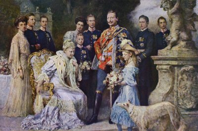 Kaiser Wilhelm II en de Duitse keizerlijke familie door Ferdinand (after) Keller