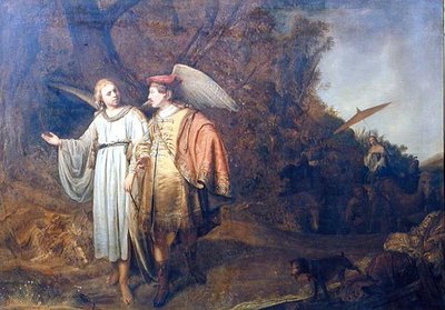 Tobias en de Engel Gabriël door Ferdinand (attr.) Bol