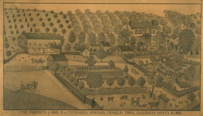 Het eigendom van John P. en Catharina Schuring, Franklin Town, Allegheny County, Pennsylvania door Ferdinand A. Brader
