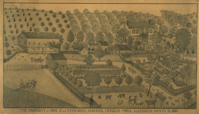 Het eigendom van John P. en Catharina Schuring, Franklin Town, Allegheny County, Pennsylvania door Ferdinand A. Brader