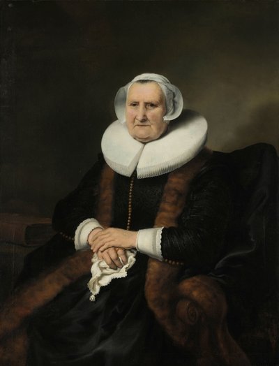 Portret van een oude dame, mogelijk Elisabeth Bas door Ferdinand Bol (attributed to)