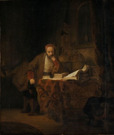Een geleerde in zijn studeerkamer (ca. 1640) door Ferdinand Bol