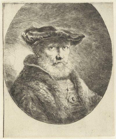 Buste van een oude man met fluwelen baret door Ferdinand Bol