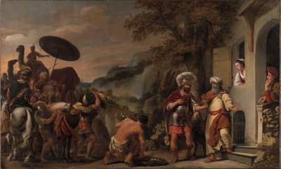 Elisa weigert de geschenken van Naäman door Ferdinand Bol
