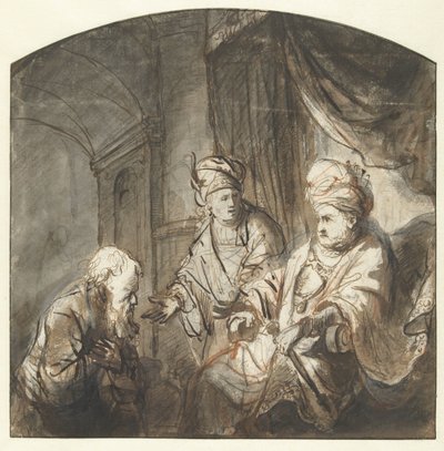 Jozef stelt zijn vader aan de Farao voor door Ferdinand Bol