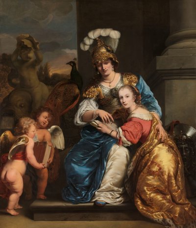 Margarita Trip als Minerva, haar zus Anna Maria Trip onderwijzend door Ferdinand Bol