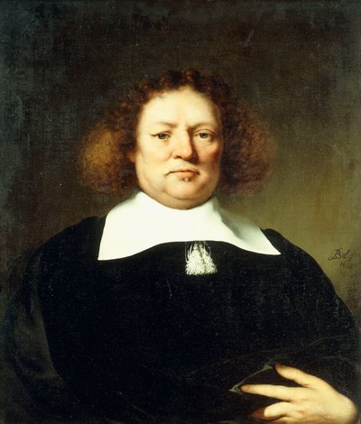 Portret van een Heer, naar verluidt Lord Hebdon, half-lengte, dragend een zwart kostuum en witte kraag, 1659 door Ferdinand Bol