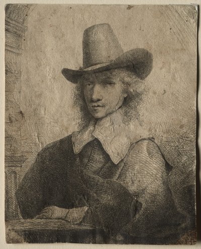 Portret van een Man met een Hoge Hoed door Ferdinand Bol