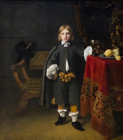 Portret van een jongen van 8 jaar door Ferdinand Bol