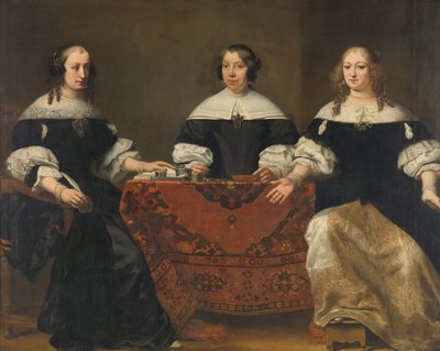 Portret van de Drie Regentessen van het Leprozenhuis, Amsterdam, ca. 1668 door Ferdinand Bol