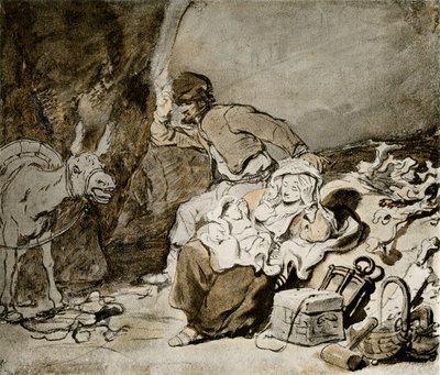 Rust tijdens de vlucht naar Egypte door Ferdinand Bol