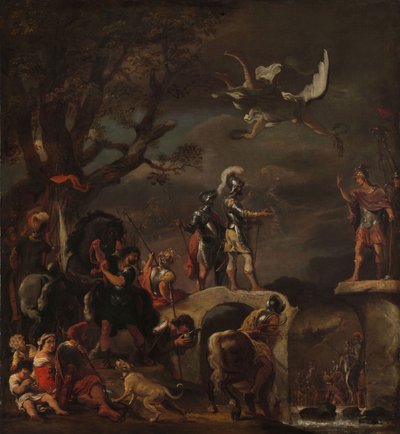 De Vredesonderhandelingen tussen Claudius Civilis en Quintus Petillius Cerealis op de Vernielde Brug, 1658-62 door Ferdinand Bol