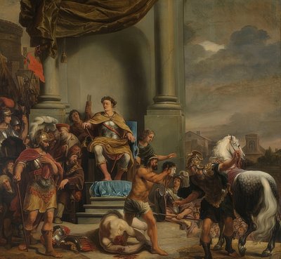 Titus Manlius Imperiosus Torquatus beveelt de onthoofding van zijn zoon door Ferdinand Bol