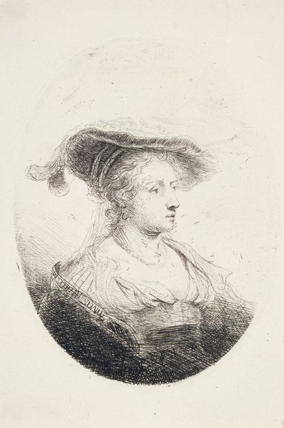 Jonge Dame met Gevederde Hoed, 1644 door Ferdinand Bol
