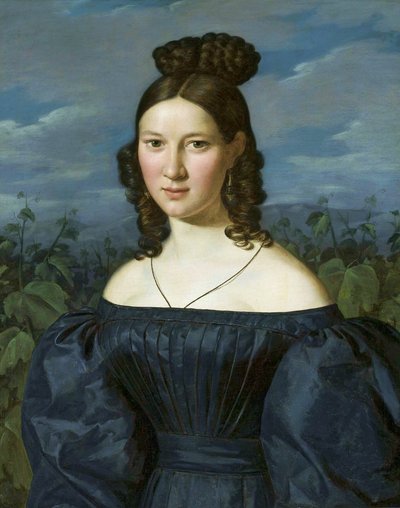 Pools:  Portret młodej dziewczyny Portret van een jonge vrouw. door Ferdinand Georg Waldmuller
