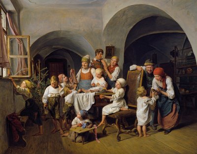 Kerstmorgen door Ferdinand Georg Waldmuller