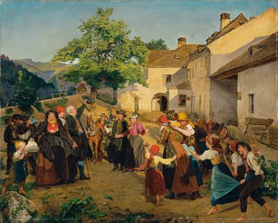Het afscheid van de bruid van het ouderlijk huis - Höldrichsmühle door Ferdinand Georg Waldmuller