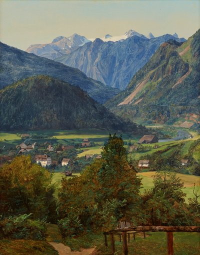 De Dachstein vanaf de Sophien-Doppelblick bij Ischl door Ferdinand Georg Waldmuller