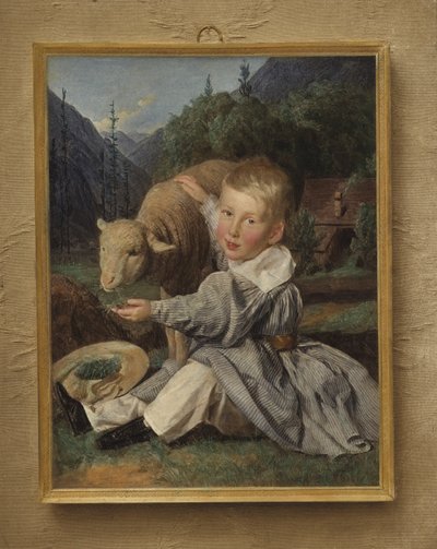 Portret van Gustav von Arthaber als kind door Ferdinand Georg Waldmuller