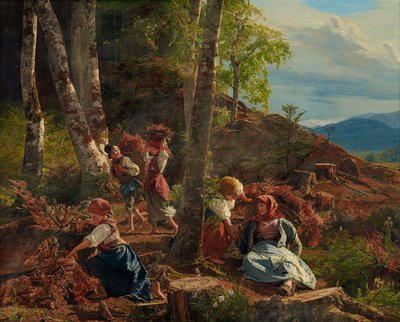 Takkenverzamelaar in Wienerwald door Ferdinand Georg Waldmuller