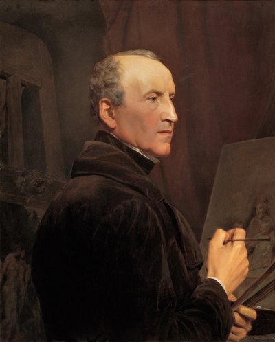 Zelfportret voor de ezel door Ferdinand Georg Waldmuller